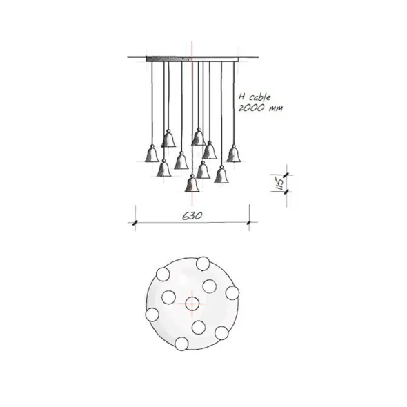 Clòche lampadario medium